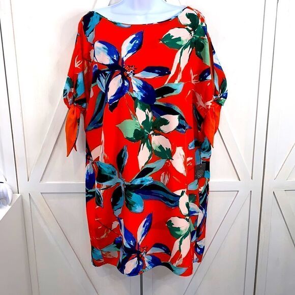 Vince Camuto Cold Shoulder Floral Printed Shift Dress Size 16 NWT MSRP $148 - Picture 4 of 16